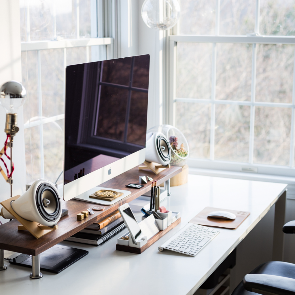 Desk setup near window